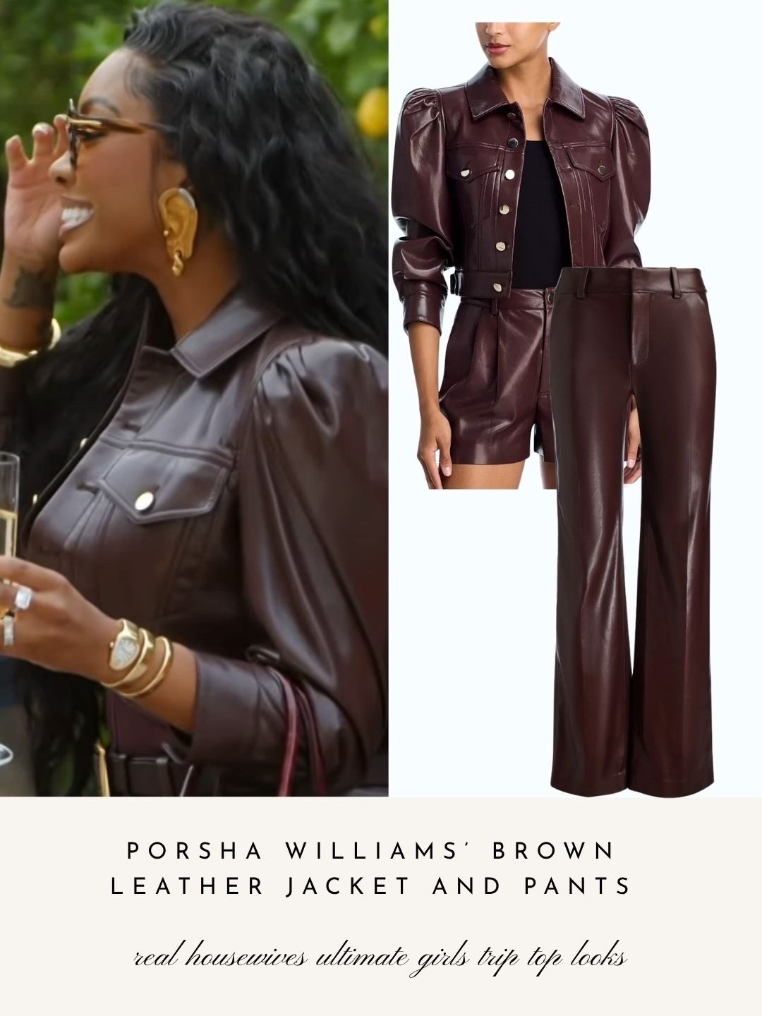Porsha Williams’ Brown Leather Jacket and Pants