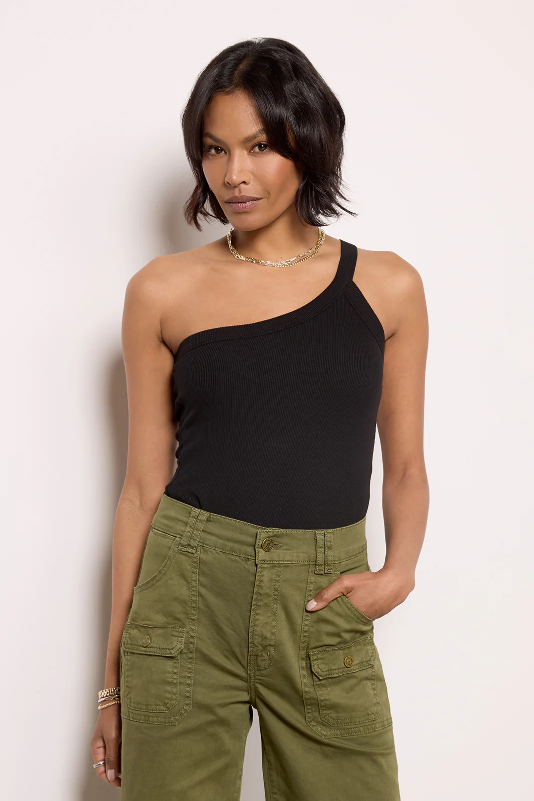 Detra One Shoulder Rib Top | Evereve