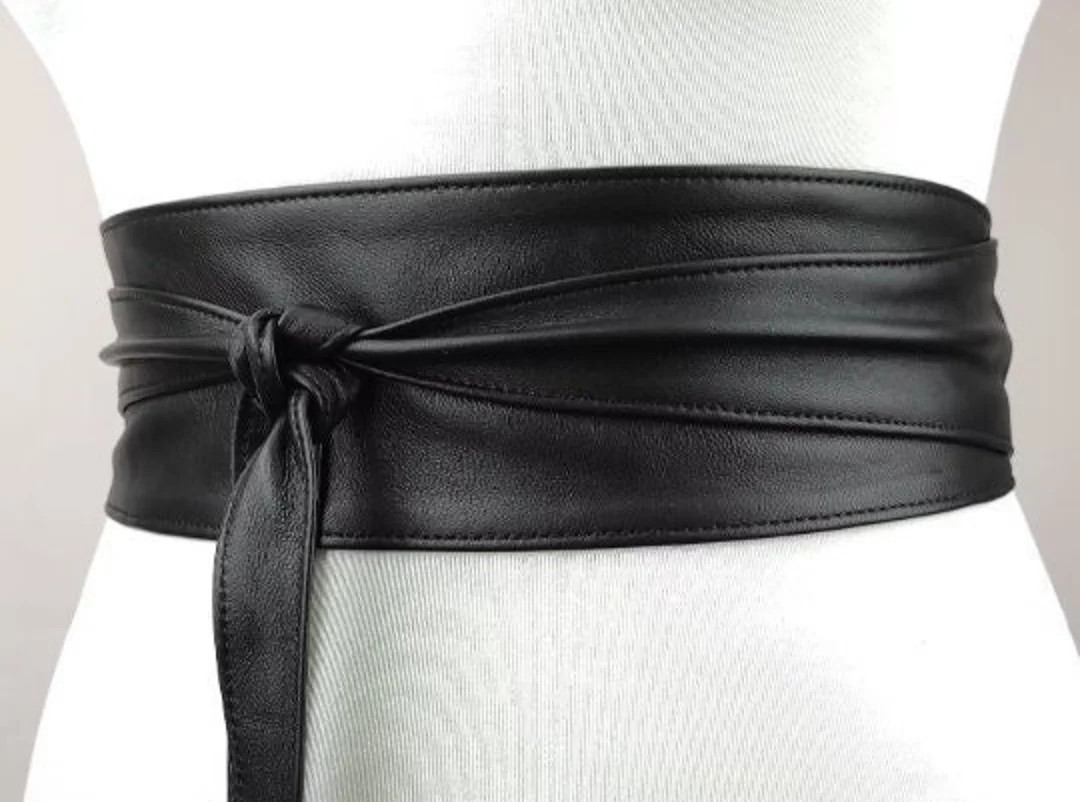 Black Leather Obi Belt Obi Belt Made From Genuine Leather Corset Leather Belt That Emphasizes Wai... | Etsy (US)
