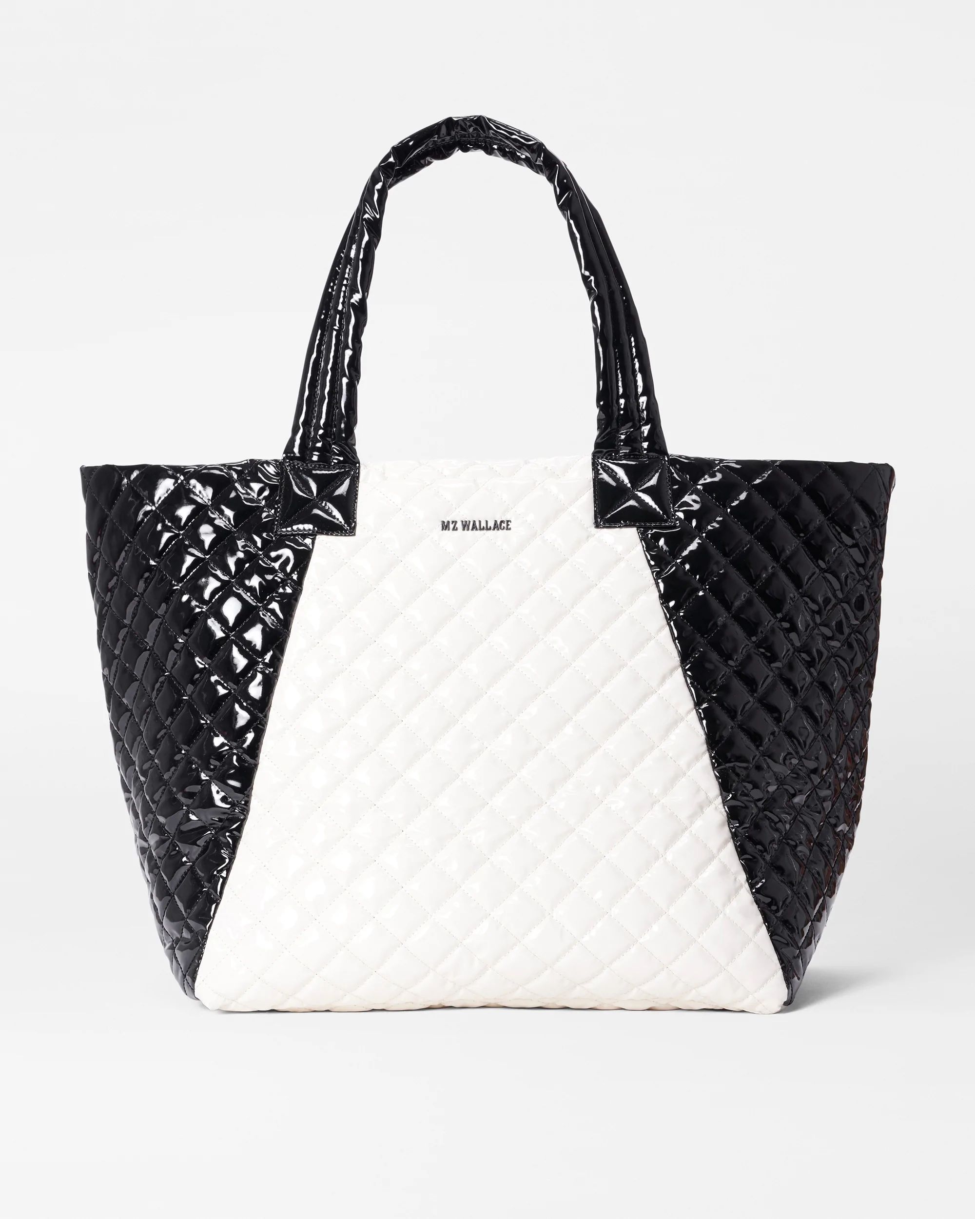 Black/Snow Lacquer Large Metro Tote Deluxe | MZ Wallace