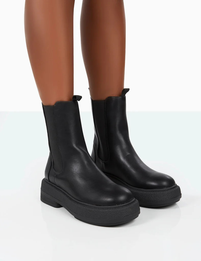 Barbie Black Pu Chelsea Boots | Public Desire (US & CA)
