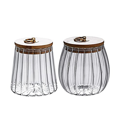 Glass Coffee Nuts Canister Airtight Storage Jar Petal Decorative Container with Bamboo Lid Metal Han | Amazon (US)