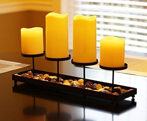 Seraphic Iron 4 Candle Pillar Candelabra Table Centerpiece Candle Holder | Amazon (US)