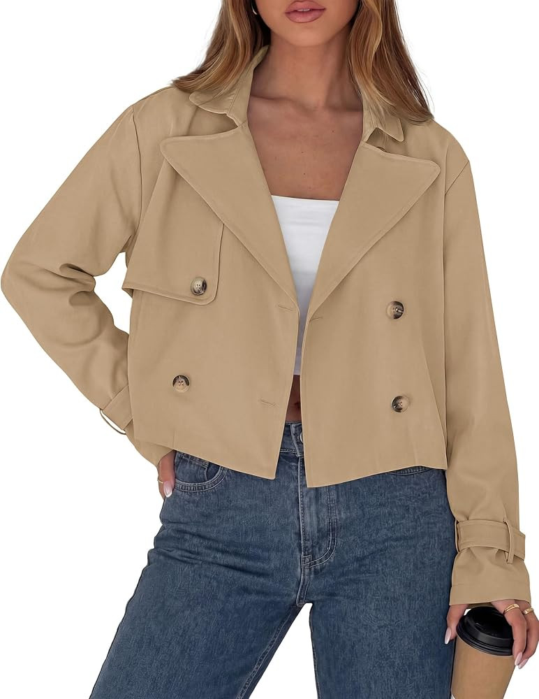 PRETTYGARDEN Cropped Trench Coat For Women Short Jacket | Amazon (US)