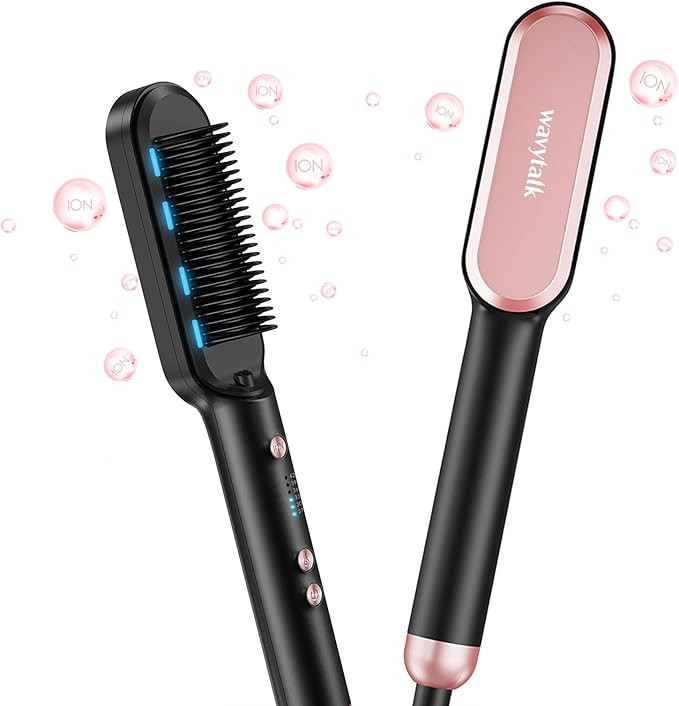 Wavytalk Hair Straightener Brush, Ionic Hair Straightening Brush Flat Iron for Women, Anti-Scald ... | Amazon (US)