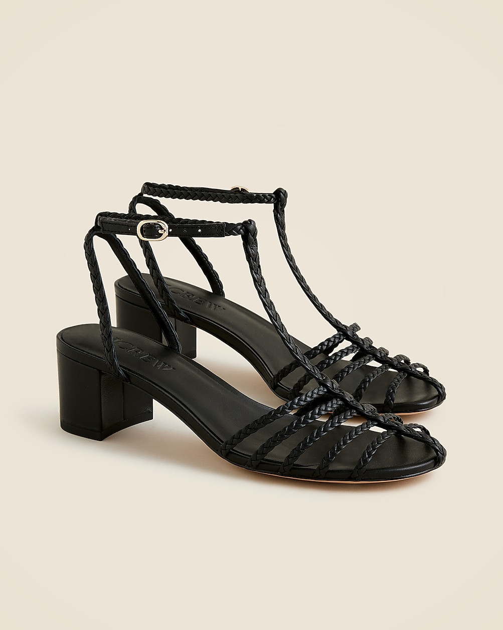 Shay braided-strap block-heel sandals in leather | J. Crew US