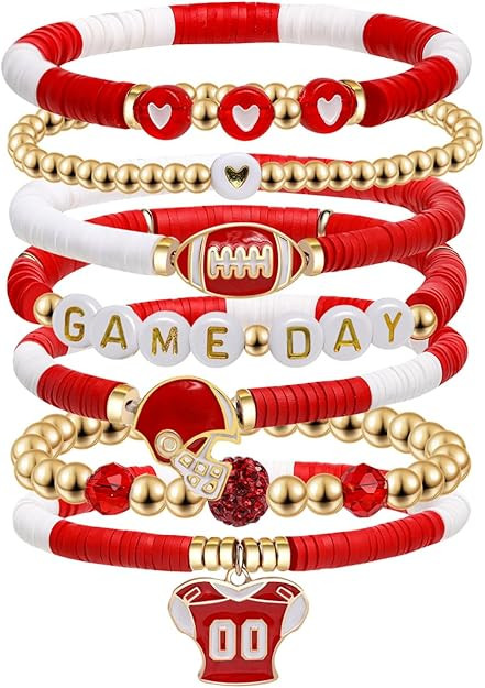 Artlunar Game Day Football Charm Bracelet: Stackable Sports Jewelry for Moms & Dads - Perfect for... | Amazon (US)