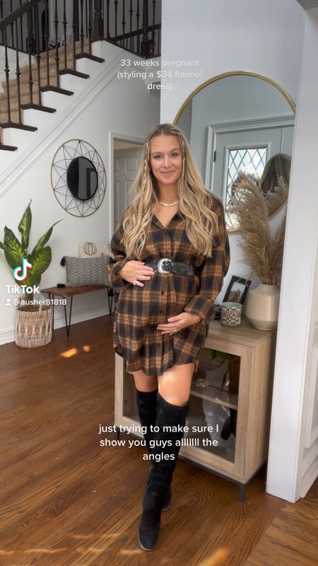 Amazon flannel dress! You can style it buttoned or unbottoned! Wearing a medium but could have taken a small. I belted it to style it the way I wanted  

#LTKbump #LTKfit #LTKsalealert