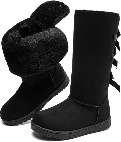 Women's Mid-Calf Winter Snow Boots Warm Fur Boots Wide Calf Slip on Fashion Boots | Amazon (US)