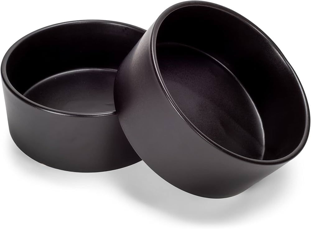 NAT & Jules Nibbles and Dribbles Black 7 inch Stoneware Large Pet Bowls Set of 2 | Amazon (US)