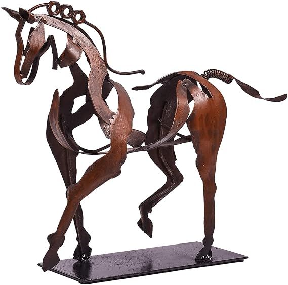SunBlogs Art Handmade Horse Statue - Unique Rustic Decor for Office & Home - Hand-Painted Metal S... | Amazon (US)
