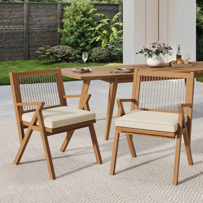 Patio Dining Chair With Cushion (Set Of 2) | Wayfair North America