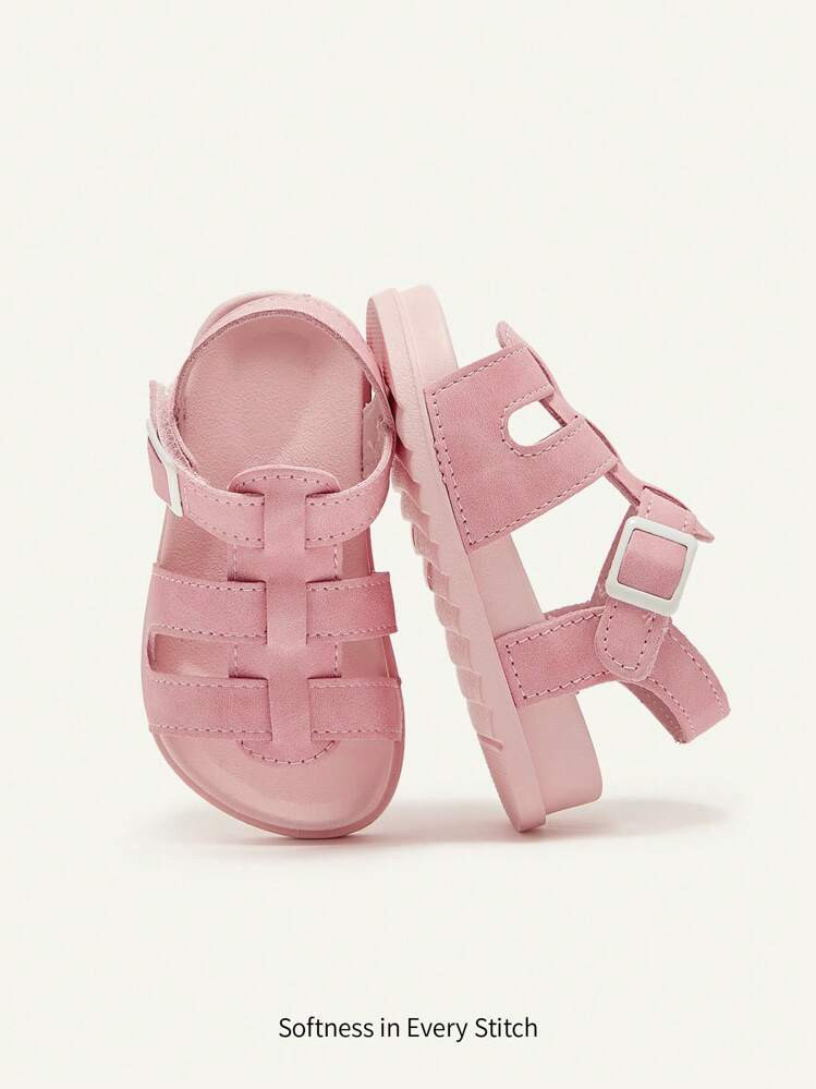 Cozy Pixies 1 Pair Cute Toddler Girls Princess Hook And Loop Soft Bottom Casual Flat Sandals, Fashionable & Versatile, Summer | SHEIN