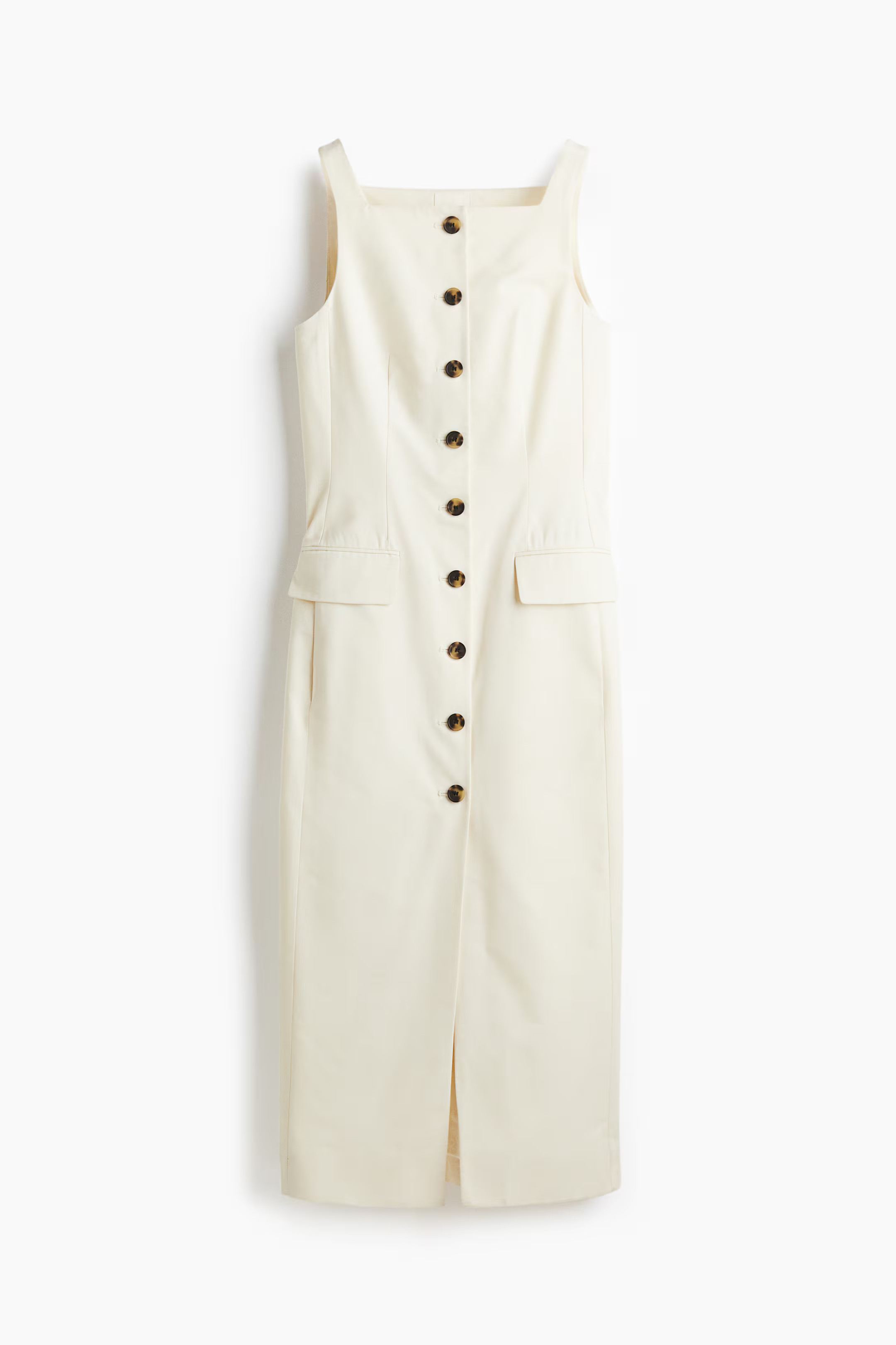 Long Button-Front Dress - Cream - Ladies | H&M US | H&M (US + CA)