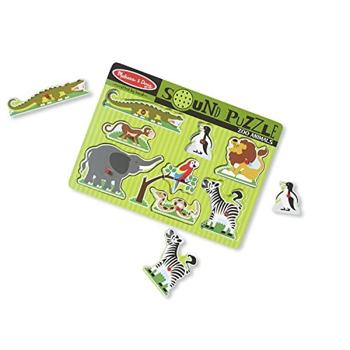 Melissa & Doug Zoo Animals Sound Puzzle - Wooden Peg Puzzle With Sound Effects (8 pcs) | Amazon (US)