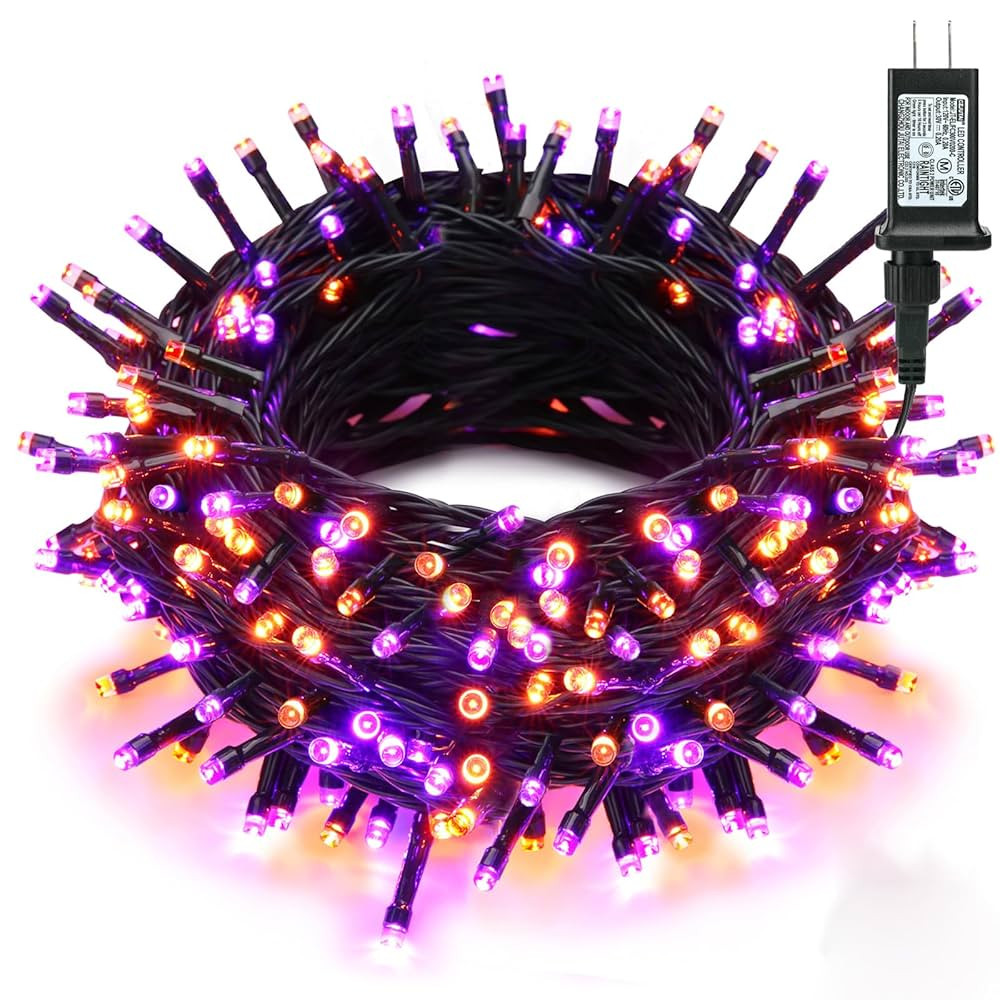 Brizled Purple & Orange Halloween Lights, 95.14ft 240 LED Halloween String Lights Connectable wit... | Amazon (US)