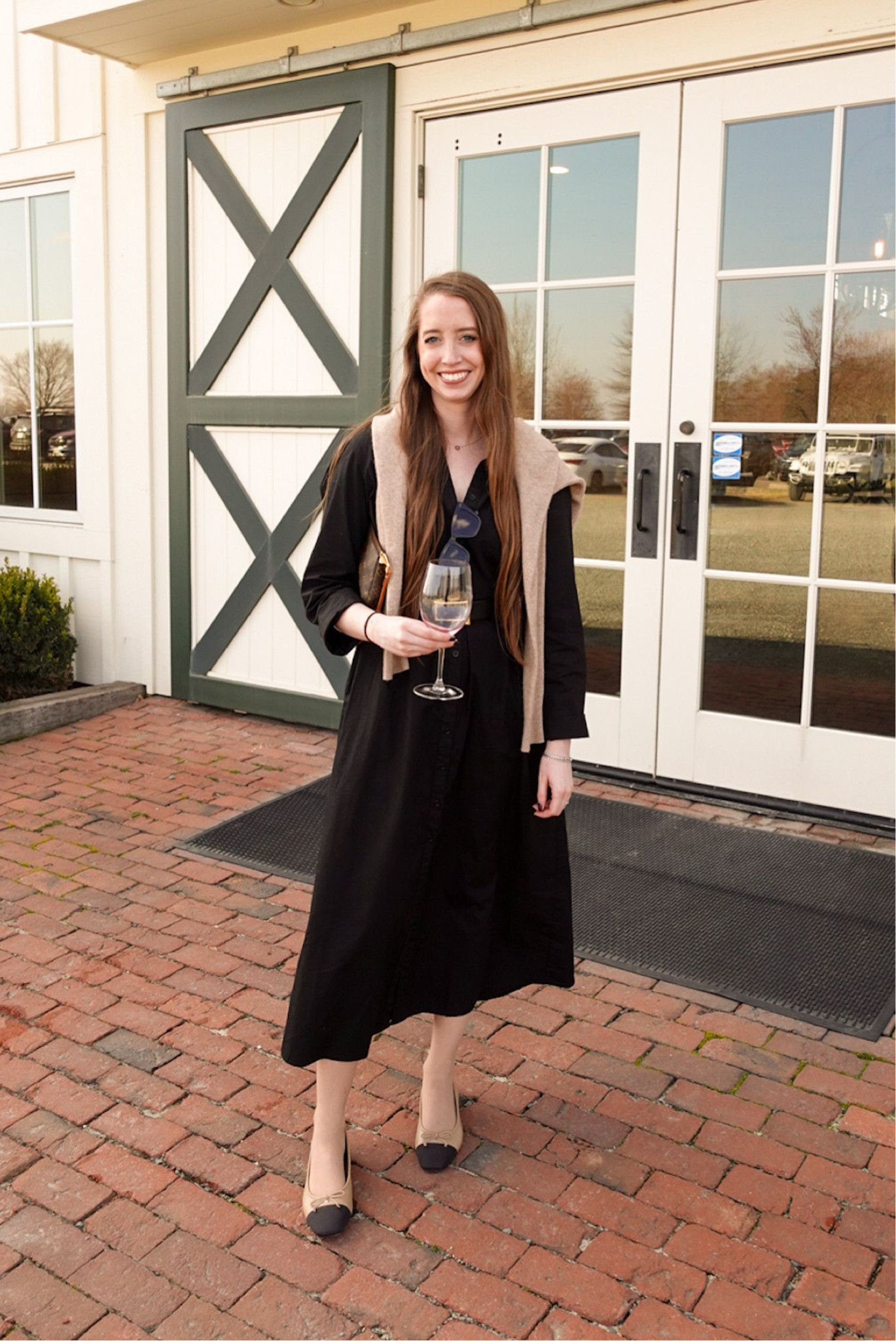 Casual spring outfit 
Winery outfit 
Black shirt dress - true to size, I’m in a small! 
Ballet flats 
Amazon find m

#LTKSeasonal