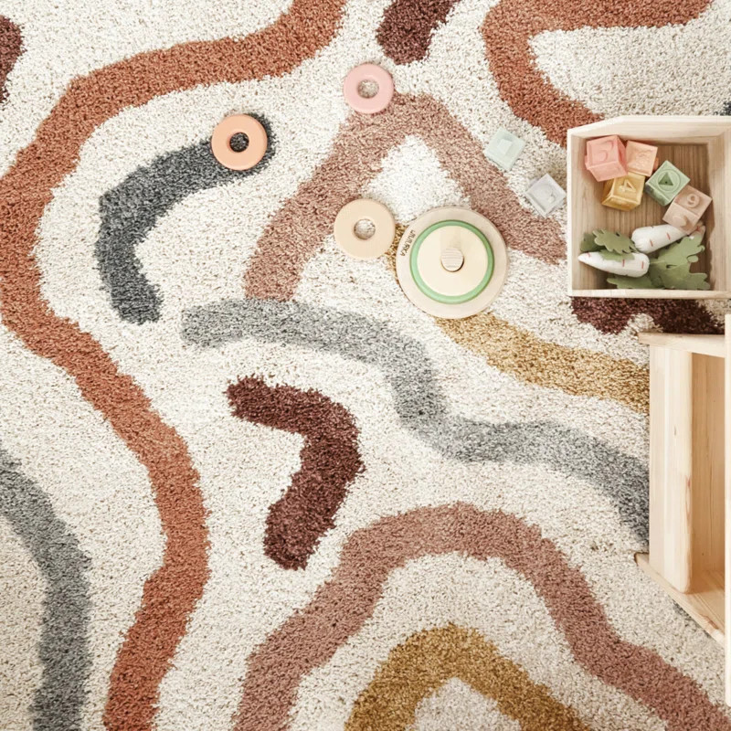 Edlow Contemporary Rainbow Colored Shag Area Rug | Wayfair North America