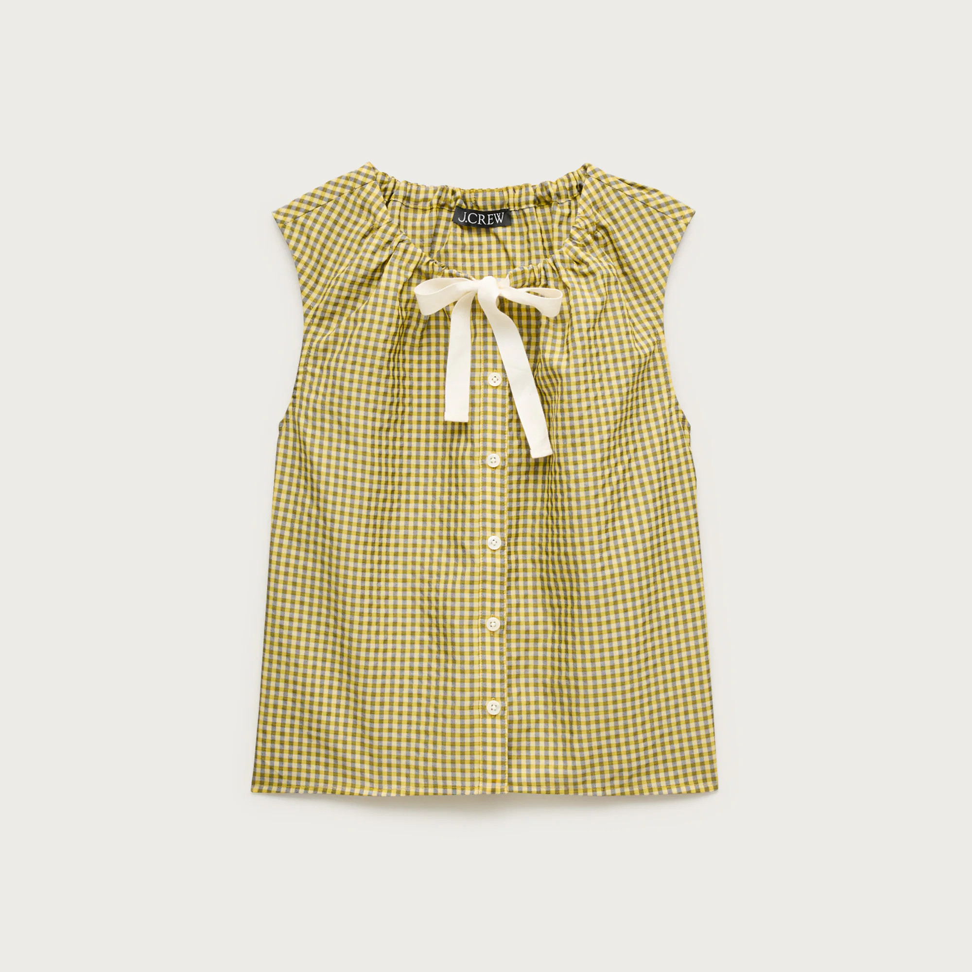 Tie-neck tank top in gingham | J. Crew US