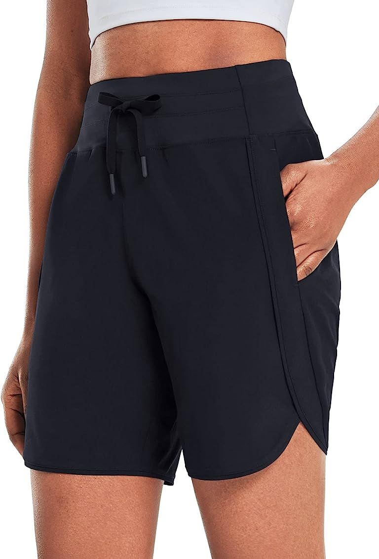 BALEAF Women's 7" Athletic Long Running Shorts Quick Dry Workout Hiking Shorts High Waisted Zippe... | Amazon (US)