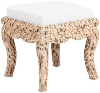 JONATHAN Y VSL1000A Rowan 19.7" Bohemian Designer Woven Rattan/Wood Vanity Stool, White Cushion w... | Amazon (US)