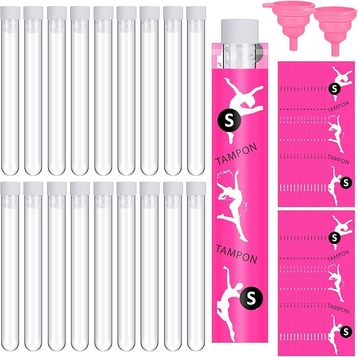 Suclain 50 Pcs Tampon Flask Set Includes 0.4 oz Tampon Tubes, Reusable Self-Adhering Wrappers, an... | Amazon (US)