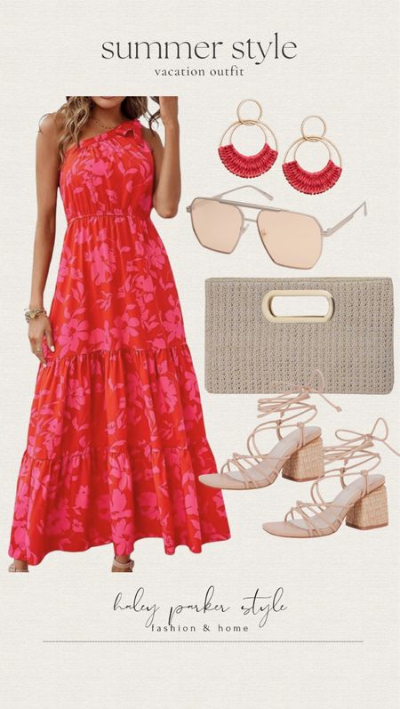 Summer style vacation outfit from Amazon! 

Dress, travel, heels, shoes, sunglasses, purse, bag, earrings 

#LTKItBag #LTKShoeCrush #LTKStyleTip