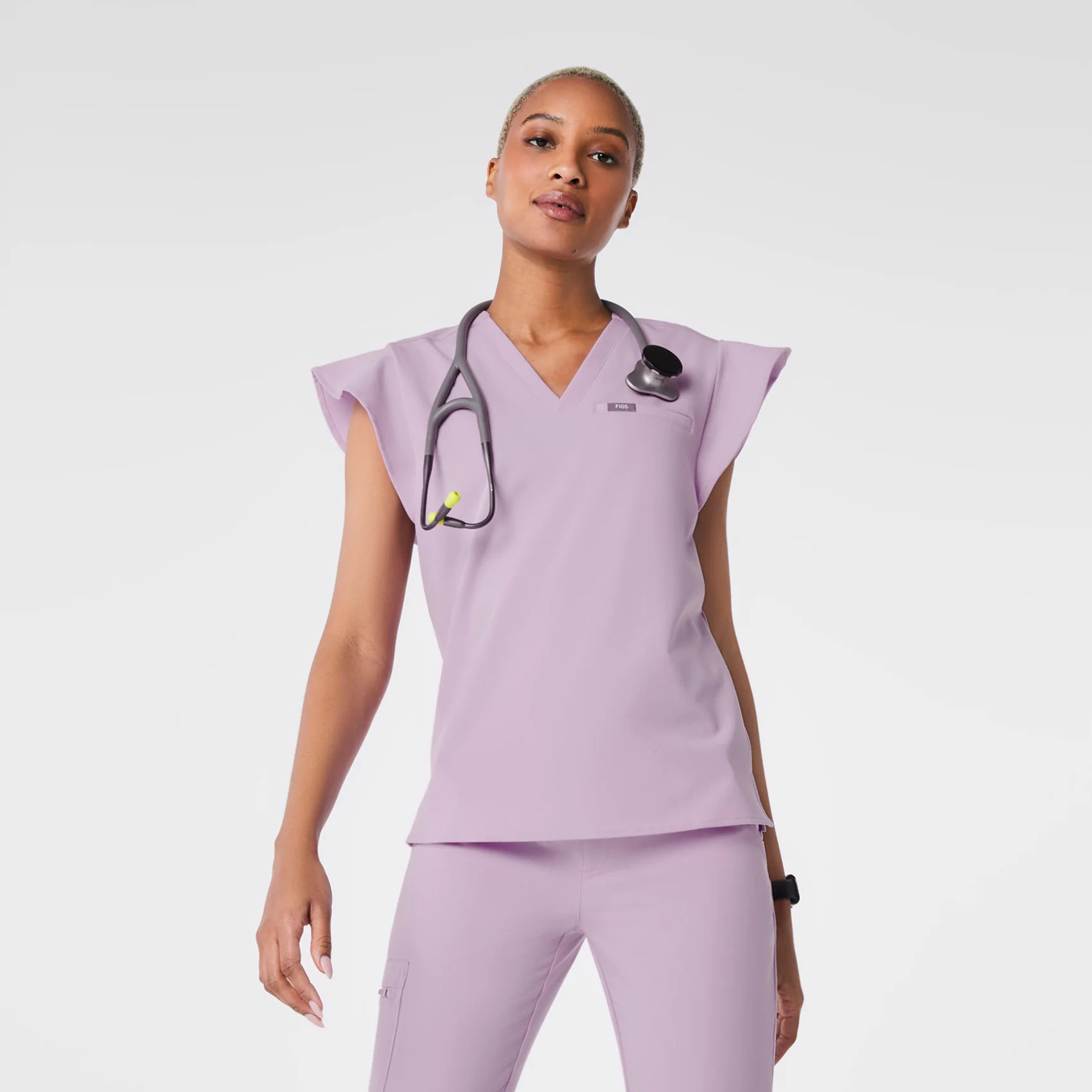 Women’s Natal Flutter Sleeve Scrub Top - Lavender Haze · FIGS | FIGS