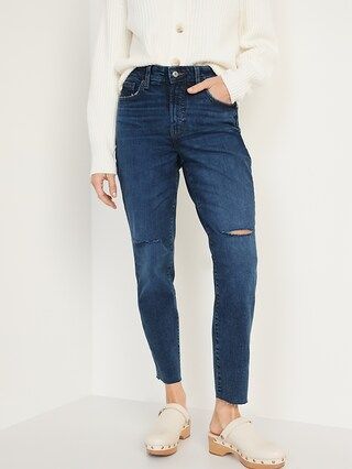 High-Waisted O.G. Straight Ripped Cut-Off Jeans for Women | Old Navy (US)