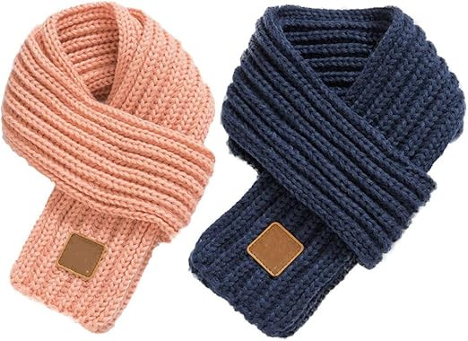 2Pcs Winter Knitted Scarf for Kids Boys Girls Toddler Neck Warmer Scarf Neckerchie | Amazon (US)