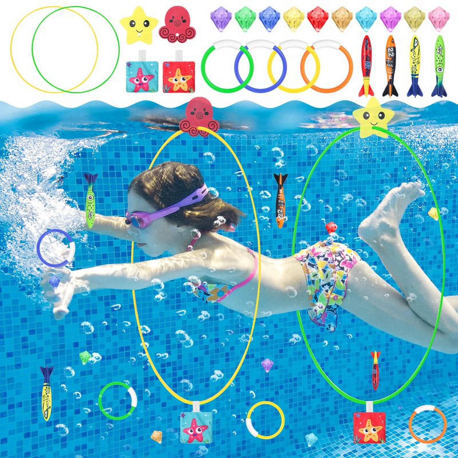 Qweryboo Diving Swim Through Ring for Pool, 23Pcs Pool Diving Toys Sets for kids, Dive Sticks, Di... | Walmart (US)