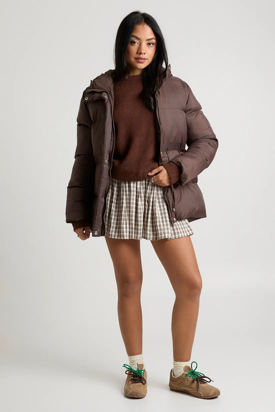 Cinch Waist Hooded Puffer Jacket | Boohoo.com (UK & IE)