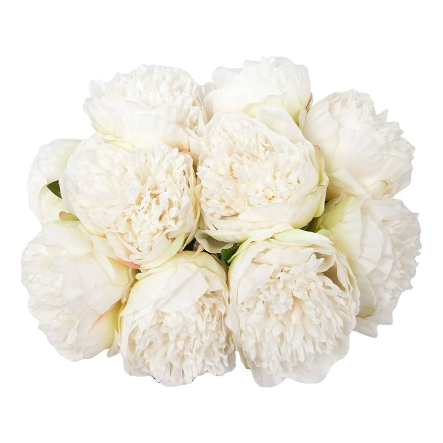 U'Artlines 2 Bouquet 10 Heads Artificial Peony Silk Flower Leaf Home Office Wedding Party Festiva... | Amazon (US)