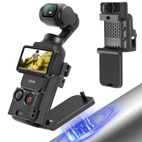 AMAZEAR Magnetic Mount Stand Compatible with DJI Osmo Pocket 3, Upgraded Pocket3 Accessories Adapter Clamp Magnet Suction Case Holder on Desktop, Vertical Surface, 180° Adjustable Handle, Black | Amazon (US)