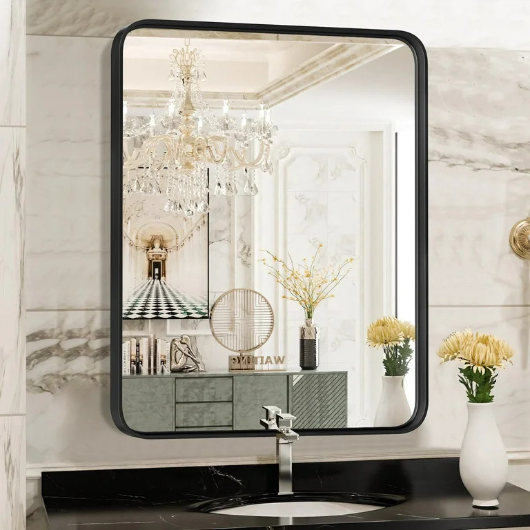 EDX Bathroom Mirror 36"x 24" Wall Mirror with Rectangular Metal Frame, Black - Walmart.com | Walmart (US)