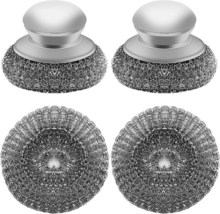 Stainless Steel Wool Scrubber with 2 Replacement Pads - Clean Metal Pans, Pots, Grills & More | Amazon (US)
