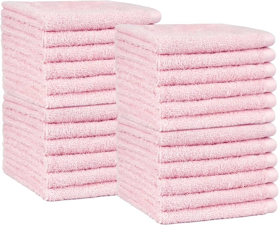 Amazon Basics face Towels for bathroom, 100% Cotton Extra Absorbent washcloth , Fast Drying - sal... | Amazon (US)