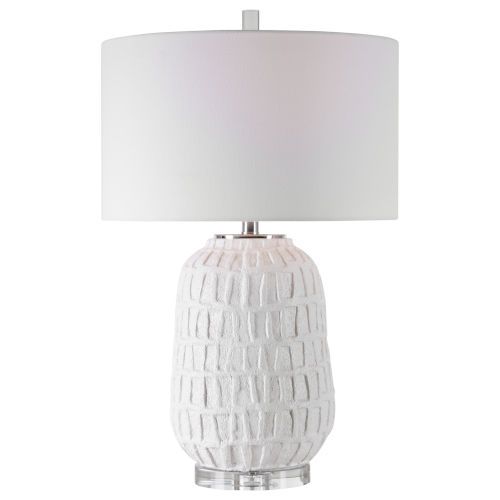 Uttermost Caelina Polished Nickel One Light Table Lamp With Drum Hardback Rolled Edge Shade 28283... | Bellacor