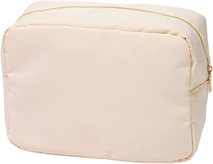 YogoRun Super Extral Large Makeup Pouch Bag Travel Cosmetic Pouch Bag for Women/Men (Beige,XL) | Amazon (US)