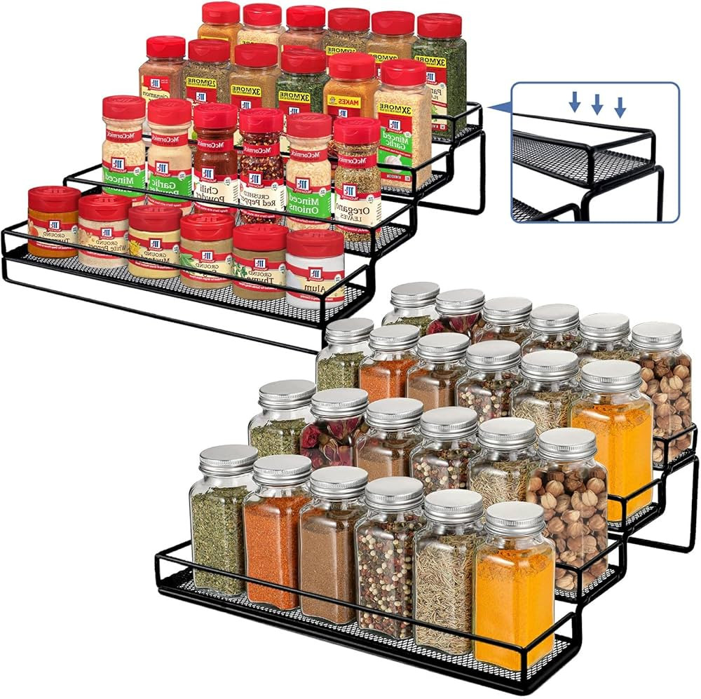 Spice Rack Organizer for Cabinet, 4 Tier Seasoning Organizer, Expandable Shelf,Step Storage Holde... | Amazon (US)
