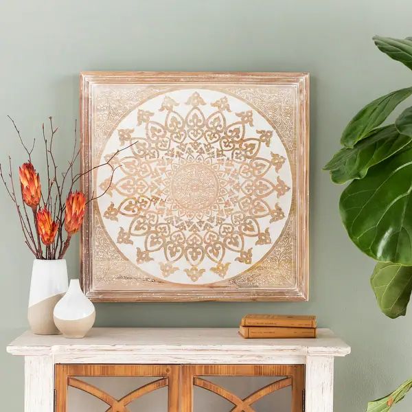 Gabriela Hand Carved Wood Mandala Wall Art - Brown - Overstock - 23144224 | Bed Bath & Beyond