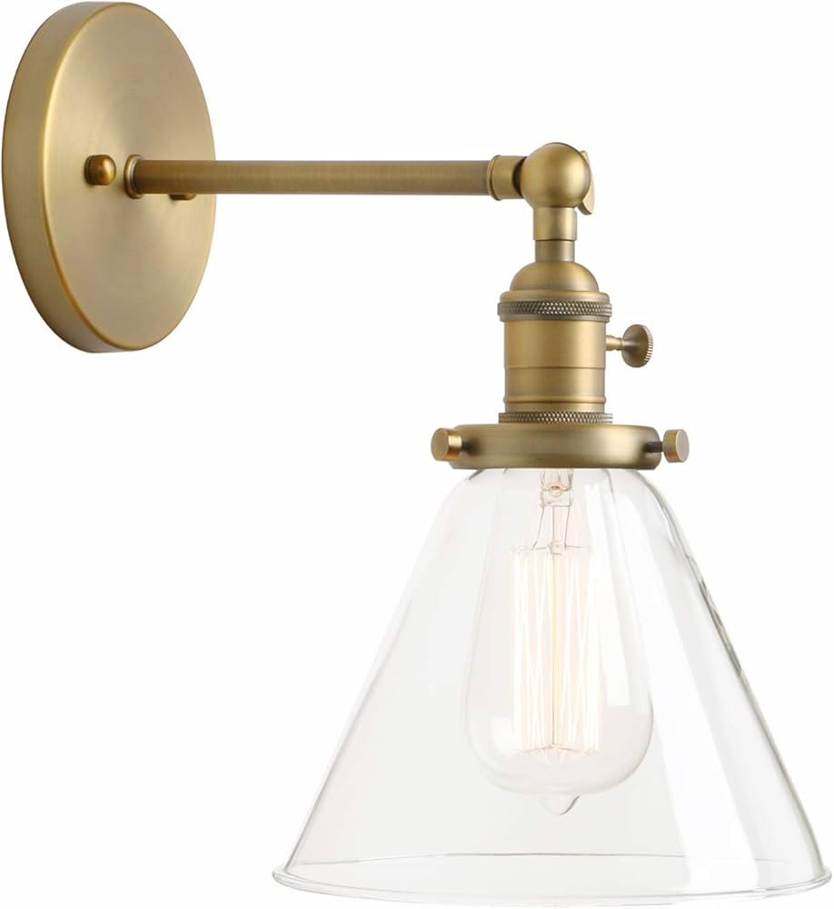 Permo Single Sconce with Funnel Flared Glass Clear Glass Shade 1-Light Wall Sconce Wall Lamp (Ant... | Amazon (US)