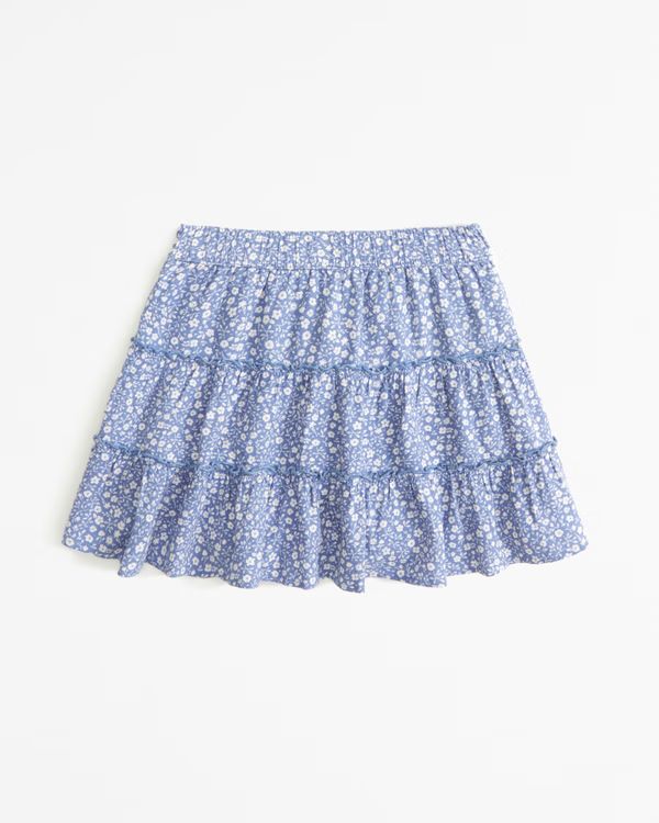 linen-blend tiered skort | Abercrombie & Fitch (US)