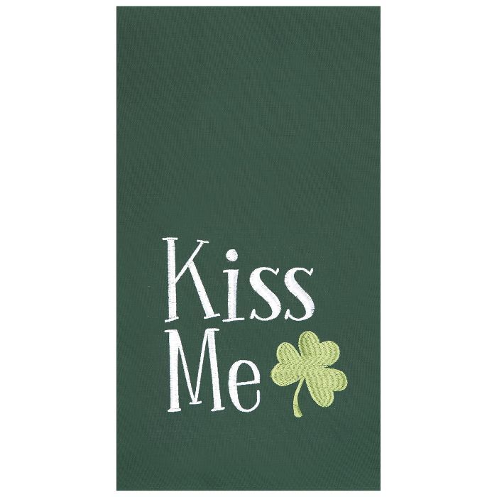 C&F Home Green Kiss Me Clover St. Patrick's Embroidered and Tufted Cotton Waffle Weave Kitchen To... | Target