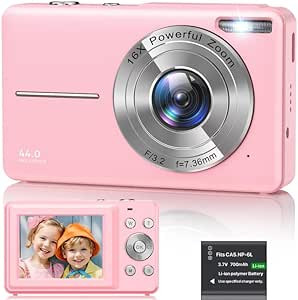 Digital Camera 1080P, 44MP FHD Compact Digital Camera, 16X Digital Zoom Portable Photo Camera wit... | Amazon (UK)