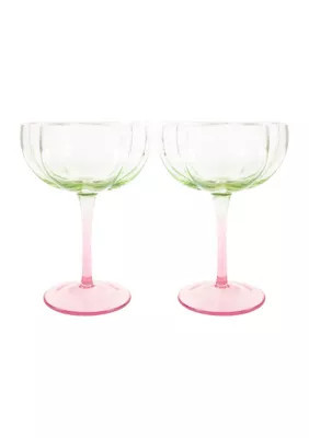 Lilly Pulitzer Coupe Glass Set, Jade Lime/Pink Muse OmbrÃ© | Belk