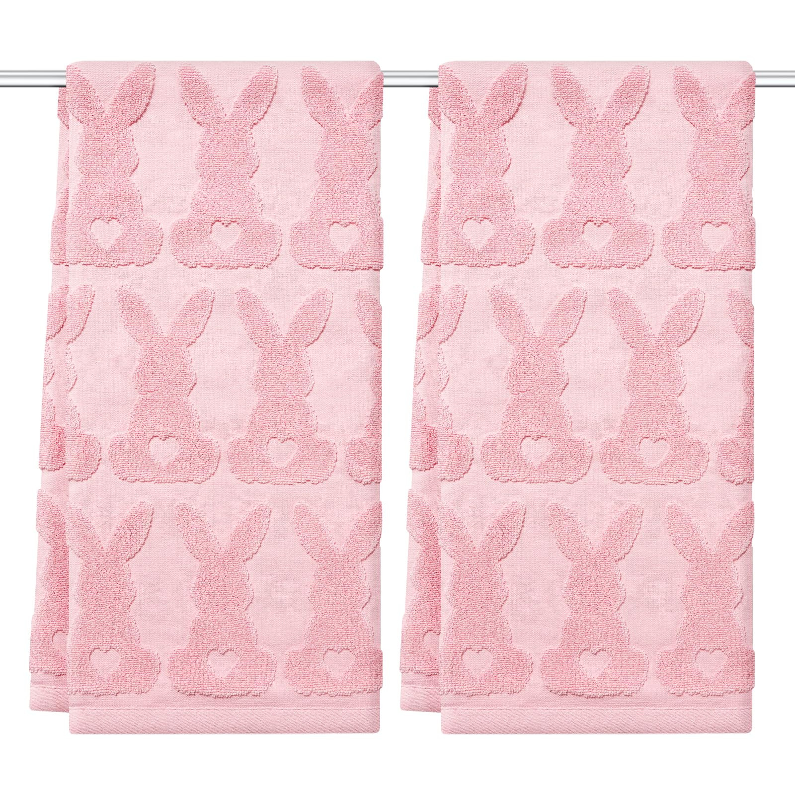 Easter Hand Towels 13x29 Inch 100% Cotton Rabbit Pink Jacquard Dish Towels Drying Kitchen Towels ... | Amazon (US)