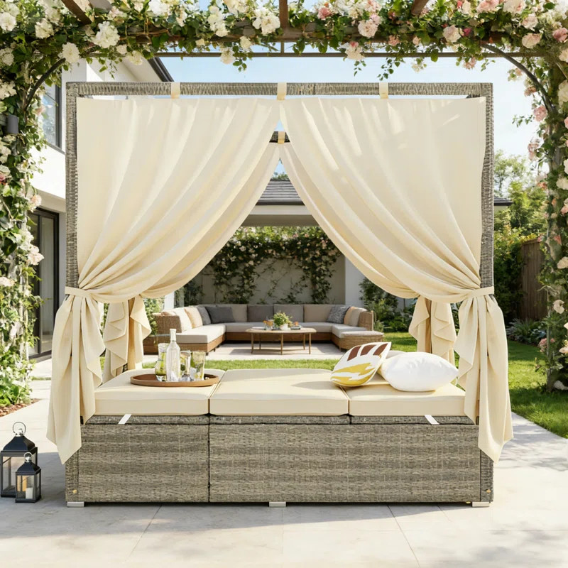 Easy Assembly Outdoor Sunbed With 3 Color Options & Comfortable Foam Cushions | Wayfair North America
