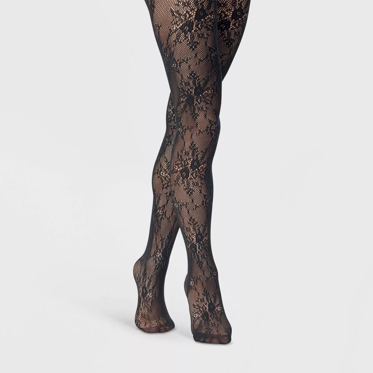 Women's Floral Net Tights - A New Day™ Black S/M | Target