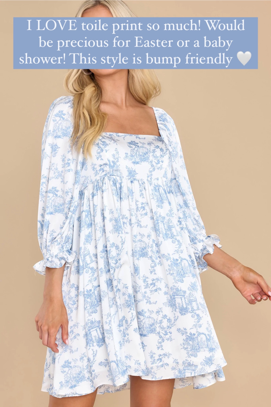 Blue toile print dress / blue and white dress / baby shower dress / baby boy shower dress / bump friendly dress / Easter dress / gender reveal dress 

#LTKbump #LTKstyletip